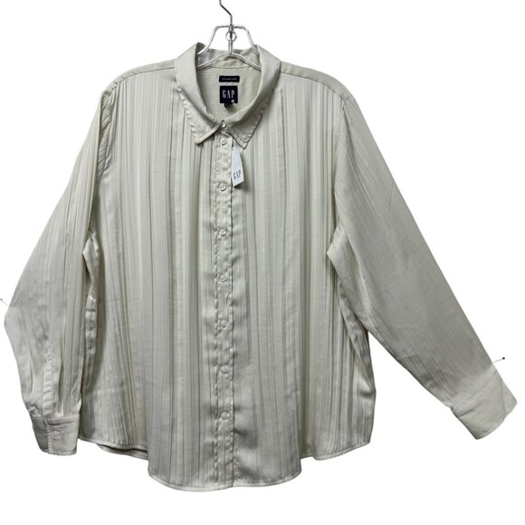 GAP Tops - GAP Women’s NWT Pleated Button Up Boyfriend Shirt Blouse Tunic LP Ivory